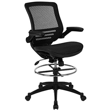 Flash Furniture Waylon Mid-Back Swivel Office Chair with Adjustable Foot Ring and Seat Height, Ergonomic Executive Chair with Armrests, Black - Image 1
