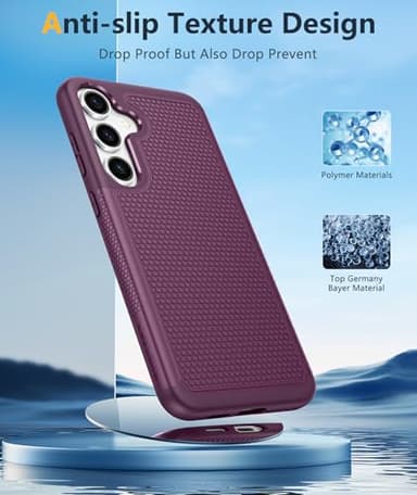 FNTCASE for Samsung Galaxy S25 Case: Dual Layer Heavy Duty Cell Phone Protective Cover Shockproof Rugged with Non-Slip Textured - Military Drop Protection Bumper Tough - 2025, 6.2 inch (Burgundy) - Image 5
