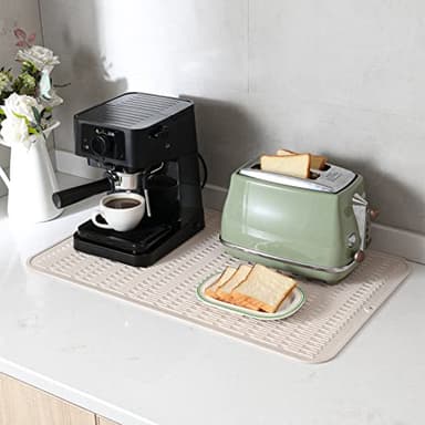 MicoYang Silicone Dish Drying Mat for Multiple Usage,Easy clean,Eco-friendly,Heat-resistant Silicone Mat for Kitchen Counter or Sink,Refrigerator or Drawer Liner Tapioca 3XL 28 inches x 18 inches - Image 8