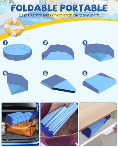 Foldable Dog Pool, YSJILIDE Portable PVC Dog Pet Swimming Pool, Collapsible Plastic Dog Bath for for Large Medium Small Dogs & Kids (71 x 12), Blue - Image 6