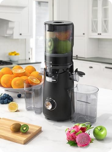 ACOQOOS Juicer Machines, 5.3" Wide Chute for Whole Fruit and Vegetable,1.8L Auto-Feed Time-Saver, Slow Masticating High Yield, Easy to Clean Cold Press Juicer with 2 Cups - Image 6