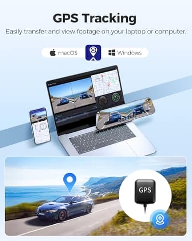 AZDOME PG17 12" 4K Mirror Dash Cam Front and Rear, Wi-Fi 6 Rear View Mirror Camera with 64GB Card, Voice Control Dash Camera for Car, Rearview Mirror Camera with GPS Night Vision Parking Assistance - Image 5