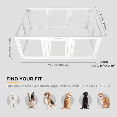 Everfront Clear Acrylic Plastic Dog Playpen Indoor,for Puppy Cat Rabbit Ferret Transparent Pet Pen,Easy Assemble Whelping Crate Kennel Cage Enclosure for Small & Medium Dogs (30.3" Height, 10PCS) - Image 5