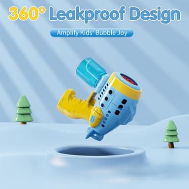 2 Bubble Gun with 2 Pack Refill Solution, 360° Leak-Proof Bubble Machine for Toddlers, Automatic Bubble Guns for Kids, Easter Basket Stuffers, Party Favors, Birthday Gift (Yellow-Blue) - Image 5