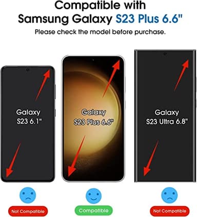 amFilm [2+2 Pack OneTouch Tempered Glass Screen Protector for Samsung Galaxy S23+/S23 Plus 6.6 Inch with Camera Lens Protector, 9H Hardness, Easy Installation and Bubble Free. - Image 2