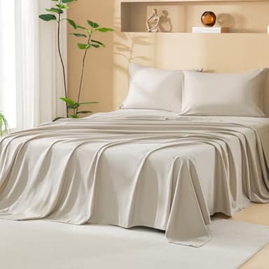 Litanika King Size Comforter Set with Sheets Beige - 7 Pieces Bed in a Bag King Chevron Tufted Boho Luxury Bedding Sets with Comforter, Sheets, Pillowcases & Shams - Image 5