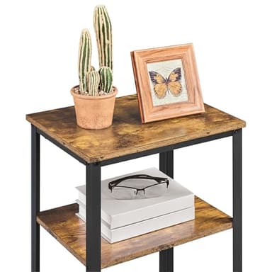 Yaheetech Large 3-Tier Tall End Table, 30 Inches High Side Table with Wooden Shelves & Strong Metal Frame for Living Room Small Space, 12 x 16 x 29.5 inches，Rustic Brown - Image 6