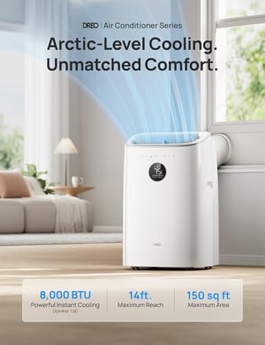 Dreo Portable Air Conditioners, 8000 BTU ASHRAE (5000 BTU DOE) Smart AC Unit for Bedroom with Drainage-free Cooling, 45dB Quiet, APP/Voice/Remote, Portable AC for Room Indoors, AC318S - Image 3