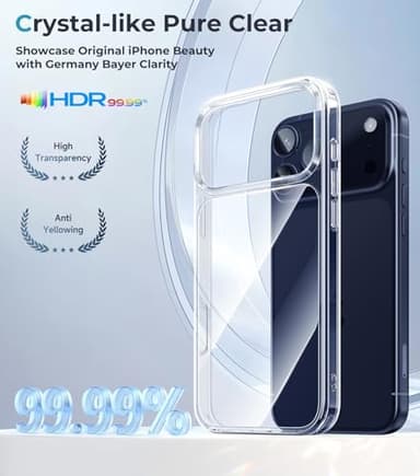 Maledan for iPhone 17 Pro Case - Crystal Clear 17 Pro Phone Case, Shockproof Military Protection Durable Bumper Cover Anti-Yellowing Slim Case for Apple iPhone 17 Accessories Transparent - Image 2