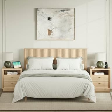 FORTUNETEC Nightstand with Charging Station, Mid Century Modern Nightstand with Wood Grain Texture, Boho End Table with Drawers Storage, Bedside Table for Bedroom Living Room Office, White Oak - Image 8