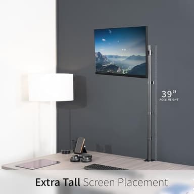 VIVO Extra Tall Single Monitor Desk Mount, 39 inch Pole VESA Stand for 13 to 32 inch Screens and up to 38 inch Ultrawides, Holds 22 lbs, Black, STAND-V011 - Image 2