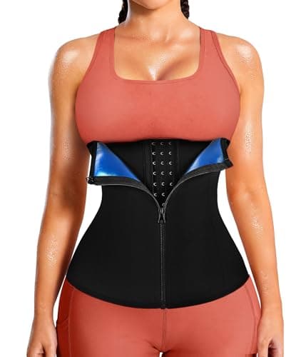 LEINIDINA Womens Waist Trainer Corset with Zipper Sweat Waist Trimmer for Women Workout Belt Corset Shapewear Black - Image 1