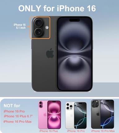 RonShieh for iPhone 16 Case [Shockproof] [Dropproof] [Heavy Duty Protection] [Pocket-Friendly] Slim & Tough Non-Slip Protective Phone Cover for iPhone16 6.1inch, Black - Image 2