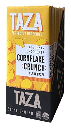 Taza Chocolate Organic Smooth & Crunchy Bars 70% Stone Ground, Cornflake Crunch 2.5 Ounces (10 Count), Vegan - Image 2