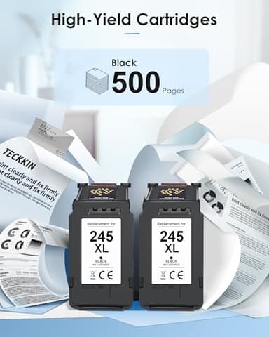 TECKKIN 245XL Black Ink Cartridge High Capacity for Canon 245XL Black Ink PG-245 XL Compatible to Canon Pixma MX490 MX492 MG2522 MG3022 MG2520 TS3100 TS3122 TS3300 TS3322 TR4522 Printer(2 Black Pack) - Image 3