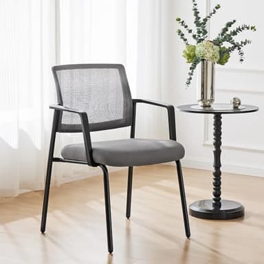 Sweetcrispy Mesh Back Stacking Arm Chairs 1 Pack, Upholstered Fabric Stacking Chairs, Sturdy Metal Stacking Chairs, Easy to Use and Store, Outdoor and Indoor, for Home, Office, Party, Comfy, Grey - Image 8