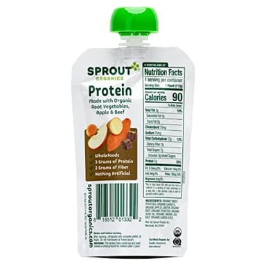 Sprout Organic Baby Food Pouches Stage 3, Organically Sourced Meat Protein, Root Vegetables Apple w/ Beef, 4 Ounce (Pack of 12) - Image 2