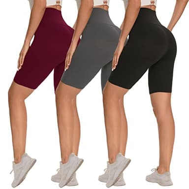 Syrinx 3 Pack Biker Shorts for Women – 8"/5"/3" High Waisted Tummy Control Workout Yoga Running Athletic Shorts - Image 1