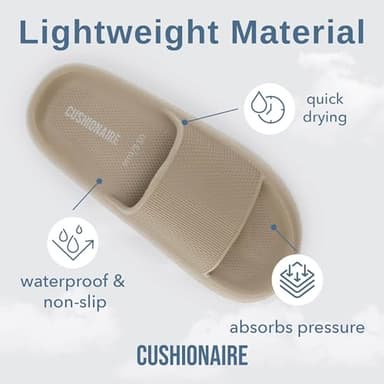 CUSHIONAIRE Feather EVA Slides for Women – Comfortable Slip On Womens Slippers, Indoor Outdoor Shower Shoes, Beach Essential Cloud Slides, PUTTY 7 - Image 5
