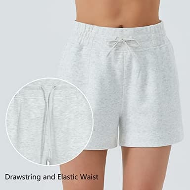 THE GYM PEOPLE Women's Drawstring Sweat Shorts High Waisted Summer Workout Lounge Shorts with Pockets Heather White - Image 5