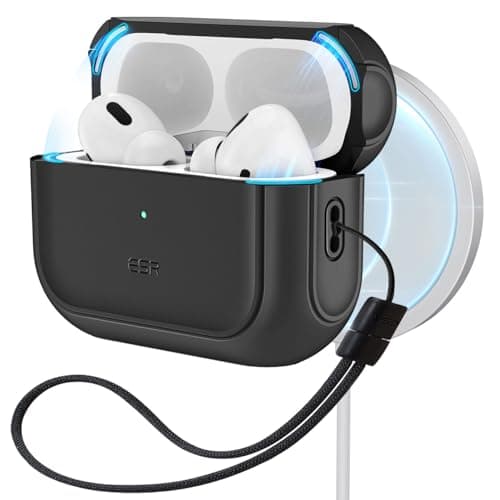 ESR for AirPods Pro 2 Case, Compatible with Airpods Pro Case 2nd / 1st Generation (2023/2022/2019), Compatible with MagSafe, Full Drop Protection Cover with Lanyard, Black - Image 1