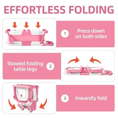 Collapsible Baby Bathtub for Newborns to Toddler with Real-time Temp Monitor & Floating Cushion,Portable Travel Tub for 0-36 Month, Foldable Baby Bath Tub for Infants Girl (Pink) - Image 6