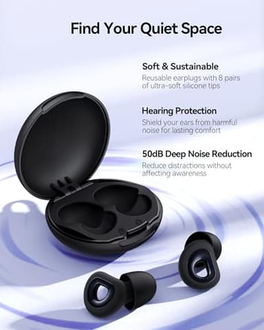 Ear Plugs for Sleeping, 50dB Noise Cancelling Ear Plug with 7 Pairs of Dual Single Layer Tips Reusable Ear Plugs for Noise Reduction, Soft Silicone Earplug for Concert, Snoring, Motorcycle Black - Image 7
