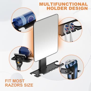 Jobsonslates Shower Mirror Fogless for Shaving, Fogless Mirror for Shower with Razor Holder, NO-Drilling & Removable, Shatterproof & Waterproof with 2 Adhesive Hooks - Image 4