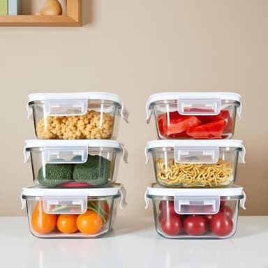R.repad yay Square Glass Food Storage Containers, Small Square Storage Containers With Airtight Lids, 2Cup Glass Meal Prep Bowls, Leak-proof lunch Bowls, Dishwasher Microwave Freezer Safe -(White) - Image 5