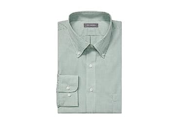 Van Heusen Men's Regular Fit Gingham Button Down Collar Dress Shirt, Green Chicory, 19.5"-20" Neck 36"-37" Sleeve - Image 3