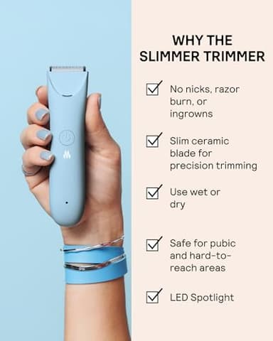 MERIDIAN Slimmer Trimmer – Electric Razor for Women, Bikini Line & Pubic Hair Trimmer, Rechargeable & Waterproof, Painless, Flawless Shave for Sensitive Skin, Gentle, Quiet & Travel-Friendly, Sky - Image 3
