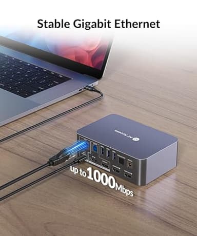 AV Access KVM Switch 2 Monitors 2 Computers with Ethernet, EDID, 4K@60Hz/2K@144Hz/1080P@240Hz, KVM Docking Station Dual Monitor for Laptop & Desktop, USB-C Charge, Aluminum, 3xUSB 3.0, Power Supply - Image 6