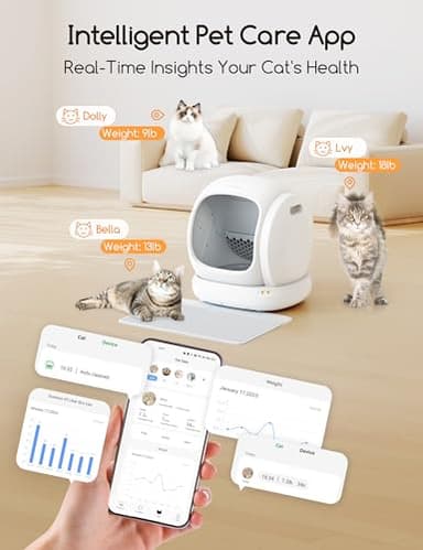 MeoWant Self Cleaning Cat Litter Box, Open-Top Automatic Cat Litter Box with Safety Protection, App Control, Odor-Free, 75L Large Space for Multiple Cats - Image 5