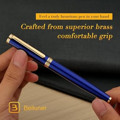 BEILUNER Blue Fountain Pen,Stunning Luxury Pens with 24K Gold Finish, Gorgeous 24K Gilded Nib(Fine), Trustworthy Pen Gift for Men&Women -Ink Converter-Elegant, Graduation,Nice Pen for Writing - Image 8