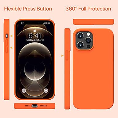 Miracase Compatible with iPhone 12 Pro Max Case, [Soft Anti-Scratch Microfiber Lining], Liquid Silicone Case Gel Rubber Shockproof Drop Protection Phone Case for 12 Pro Max, Orange - Image 6