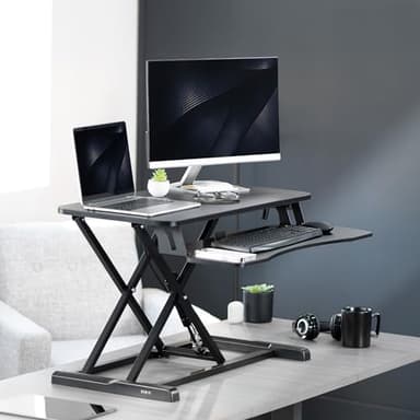 VIVO 32 inch Desk Converter, K Series, Height Adjustable Sit to Stand Riser, Dual Monitor and Laptop Workstation with Wide Keyboard Tray, Black, DESK-V000K - Image 2