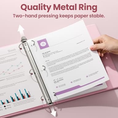 SUNEE 3 Ring Binders 2 Inch 4 Pack, Clear View Binder Three Ring PVC-Free (Fit 8.5x11 Inches) for School or Office Supplies, Assorted Pastel - Image 3