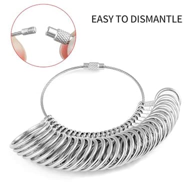 Hudinsun 4 PCS Ring Sizer Measuring Tool Kit, Ring Mandrel Measurer, 2 PCS Finger Size Tape 1-17 USA Rings Size, 27 PCS Stainless Steel Measuring Ring Tool, US Ring Size 0-13 with Half Size - Image 6