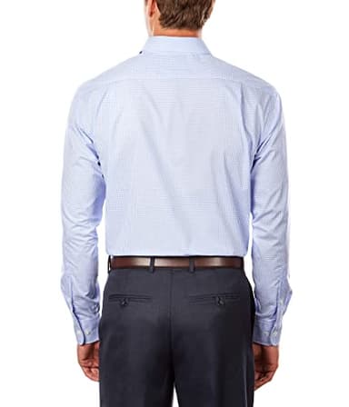 Tommy Hilfiger Men's Dress Shirt Regular Fit Non Iron Gingham, Clear Water, 18" Neck 36"-37" Sleeve - Image 2