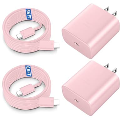 45W Samsung USB-C Super Fast Charger Type C Android Phone Charging Block for Samsung Galaxy S25 Ultra/S25/S24 Ultra/S24/S24+/S23 Ultra/S22 Ultra/S22/S21/S20/Note 10/20,PPS Charger with 6.6FT Cord-Pink - Image 1