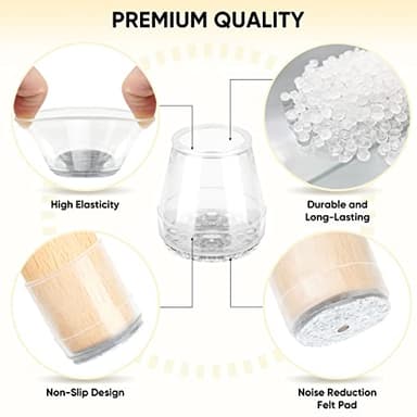 BALEINE 32 Pack Silicone Chair Leg Floor Protectors, Stool Leg Protectors Cap, Non-Slip Chair Leg Caps for Hardwood Floors (Clear & Small, 32 Pack) - Image 2