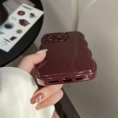 FABSPARK Phone Case for iPhone 14 Pro Case,Simple Wave Design Wavy Frame Soft Silicone Aesthetic for iPhone 14 Pro,Wine Red - Image 5