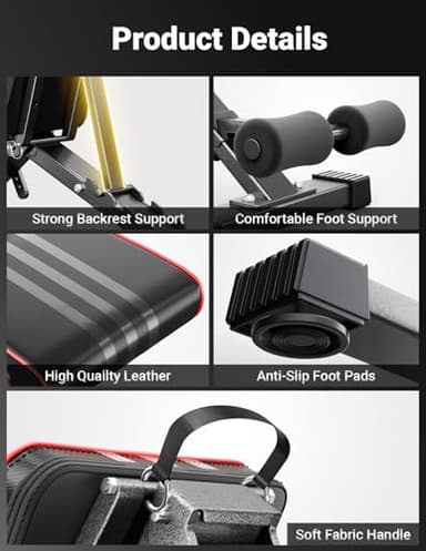 Yoleo Adjustable Weight Bench, 660LB Foldable Workout Bench with Extended Head/Neck Protection/Spine Support for Bench Press, Fast Folding Incline Decline Flat Bench - Image 7