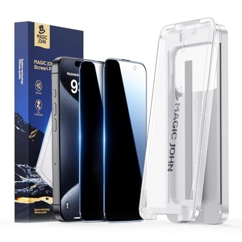 MAGIC JOHN 3rd Gen Upgraded for iPhone 15ProMax Privacy Screen Protector 6.7 Inch,25°Anti-Spy Screen,Shockproof Tempered Glass,Auto Dust-Removal,Bubble Free,Easy Installation,2 Pack - Image 1