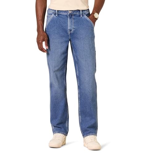 Amazon Essentials Men's Low Stretch Relaxed-Fit Workwear Carpenter Jean, Medium Wash, 31W x 34L - Image 1