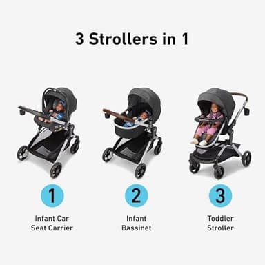 Graco Modes Nest Travel System, Includes Baby Stroller with Height Adjustable Reversible Seat, Pram Mode, Lightweight Aluminum Frame and SnugRide 35 Lite Elite Infant Car Seat, Bayfield - Image 3