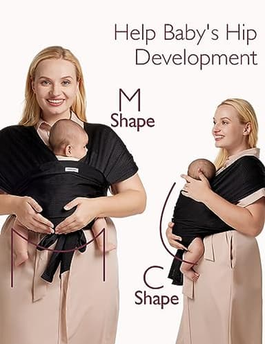 Momcozy Baby Carrier AirMesh - The Perfect Summer Sling for Newborns to Toddler 8-35 lbs - Cooling Fabric Baby Wrap, Hands Free, Lightweight and Ergonomic, Black - Image 5