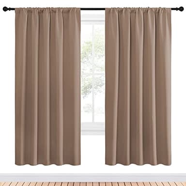 NICETOWN Kids Blackout Curtain Panels - Window Treatment Thermal Insulated Solid Rod Pocket Blackout Drapes for Bedroom (Cappuccino, Set of 2, 52 by 72 Inch) - Image 2