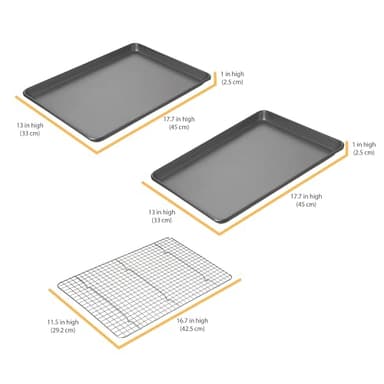 Chicago Metallic Professional Non-Stick Cookie and Jelly-Roll Pan Set with Cooling Rack, 17 by 12.25 Inches - Image 3
