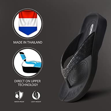 AEROTHOTIC Arch Support Flip Flops for women Stylish Cushioned Padded Straps with Soft Toe Post Slip on Footwear Dressy Travel Recovery Outdoor Comfortable Walking Sandals (Clarus Black, Size 8) - Image 5